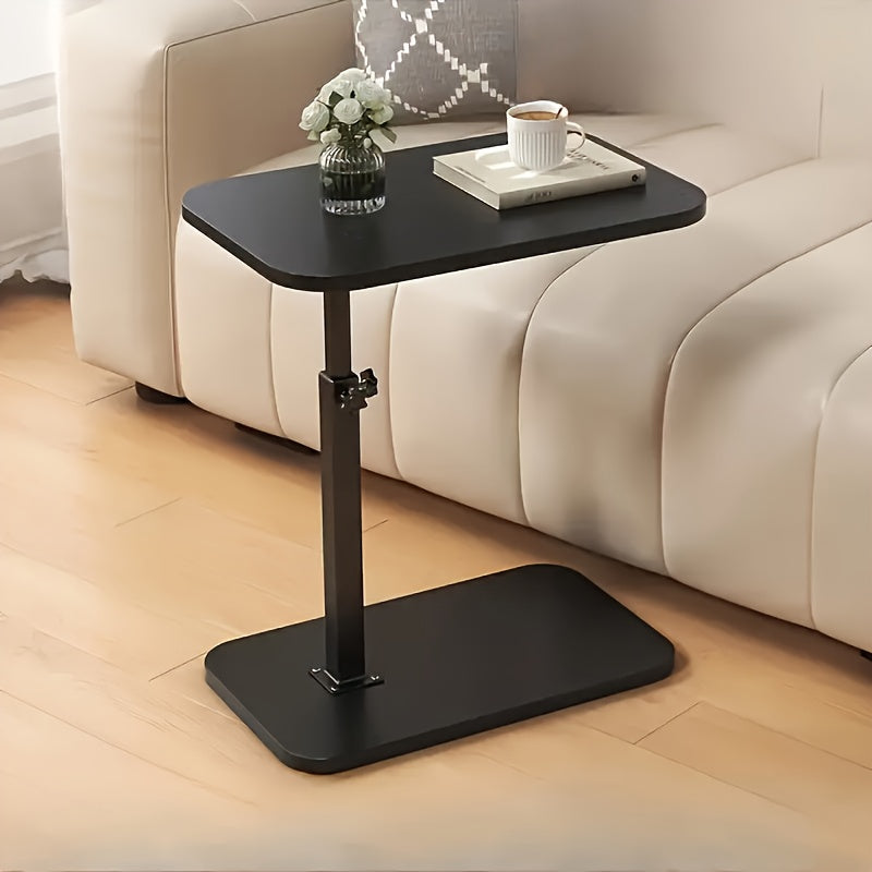 Side Table with Space-Saving, Adjustable Height, Carbon Steel - Black option