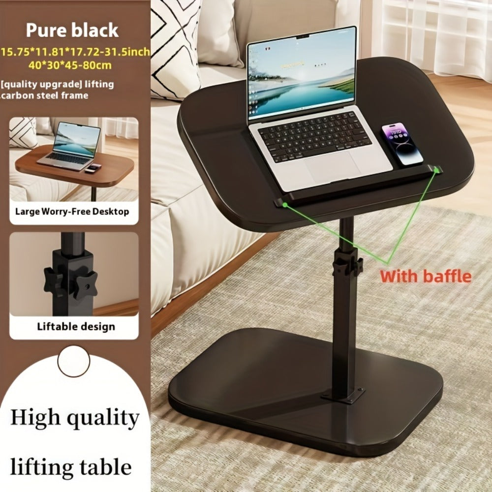 Side Table with Space-Saving, Adjustable Height, Carbon Steel
