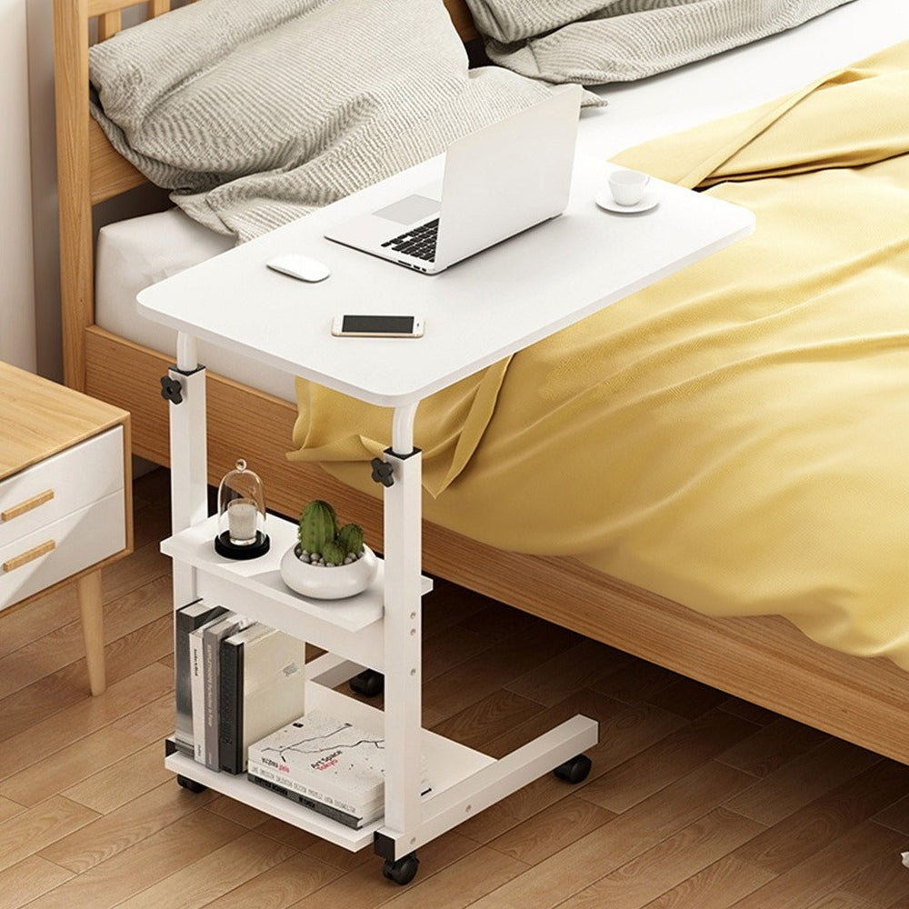 Side Table with Space-Saving, Adjustable Height, Wheels - product gallery image 2