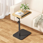 Side Table with Space-Saving, Adjustable Height, Wood - Wood + Black option