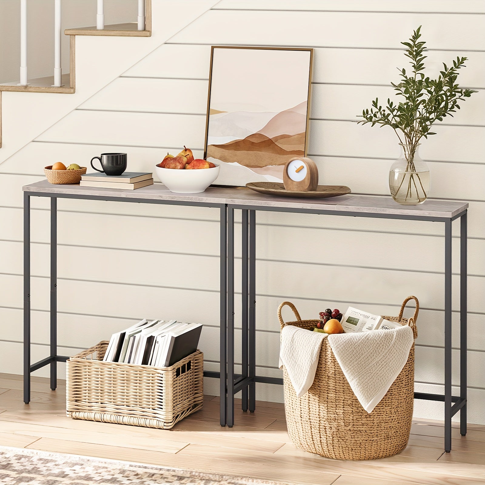 Side Table with Space-Saving, Easy Assembly, Console Hallway Entryway Slim Sofa Behind - product gallery image 4