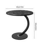Side Table with Space-Saving, Easy Assembly, Metal, Black marble - product gallery image 2