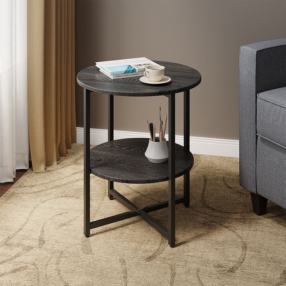 Side Table with Space-Saving, Easy Assembly, Metal, Black - product gallery image 14