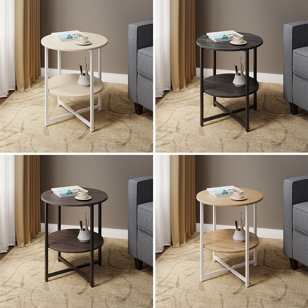 Side Table with Space-Saving, Easy Assembly, Metal, Black - White option
