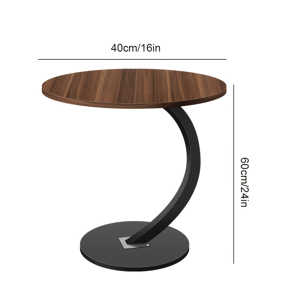 Side Table with Space-Saving, Easy Assembly, Metal, Walnut - product gallery image 2