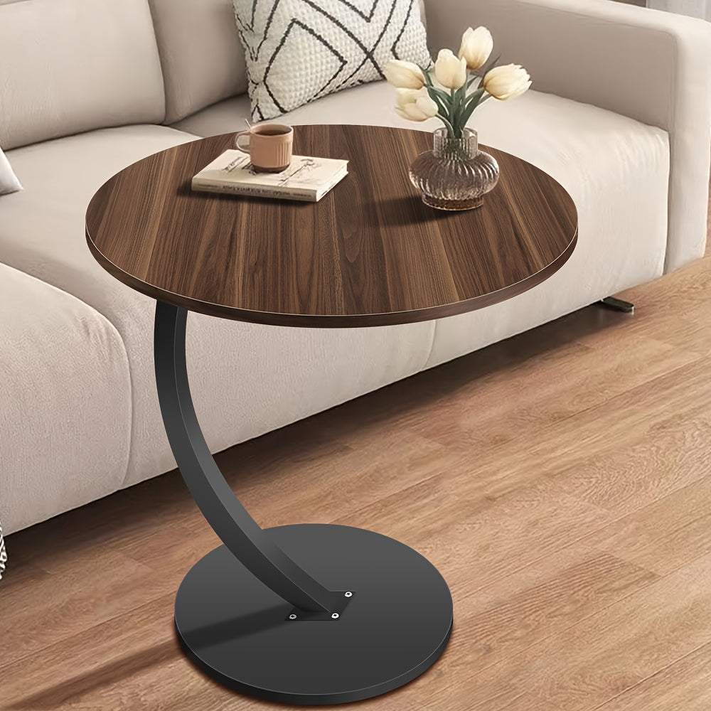 Side Table with Space-Saving, Easy Assembly, Metal, Walnut - product gallery image 5