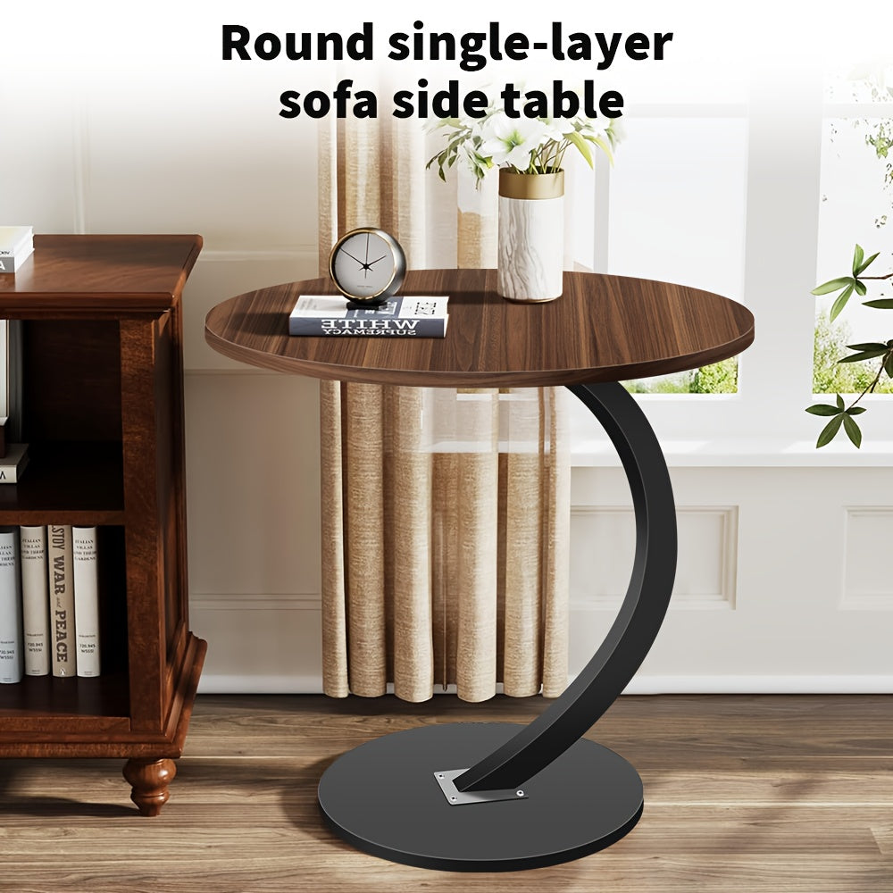 Side Table with Space-Saving, Easy Assembly, Metal, Walnut - product gallery image 6