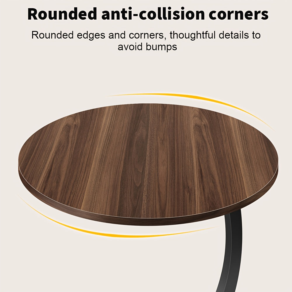 Side Table with Space-Saving, Easy Assembly, Metal, Walnut - product gallery image 8
