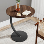 Side Table with Space-Saving, Easy Assembly, Metal, Walnut