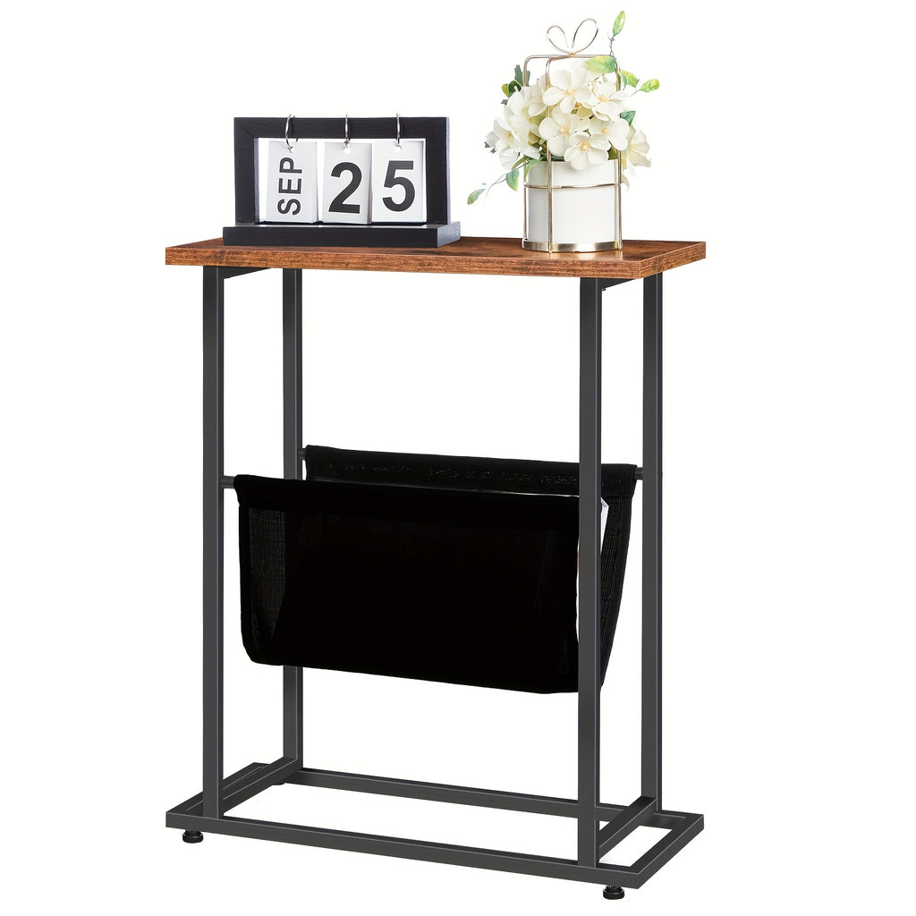 Side Table with Space-Saving, Easy Assembly, Metal, Wood - product gallery image 2