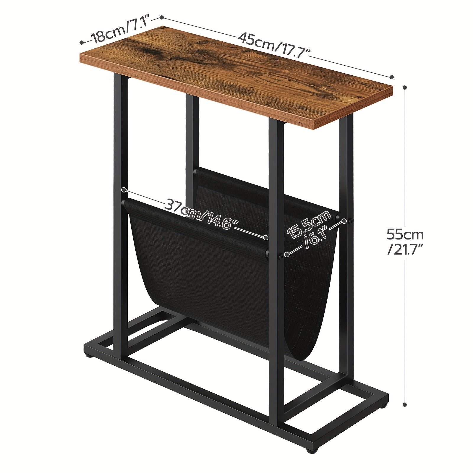 Side Table with Space-Saving, Easy Assembly, Metal, Wood - product gallery image 3