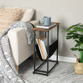 Side Table with Space-Saving, Easy Assembly, Metal, Wood