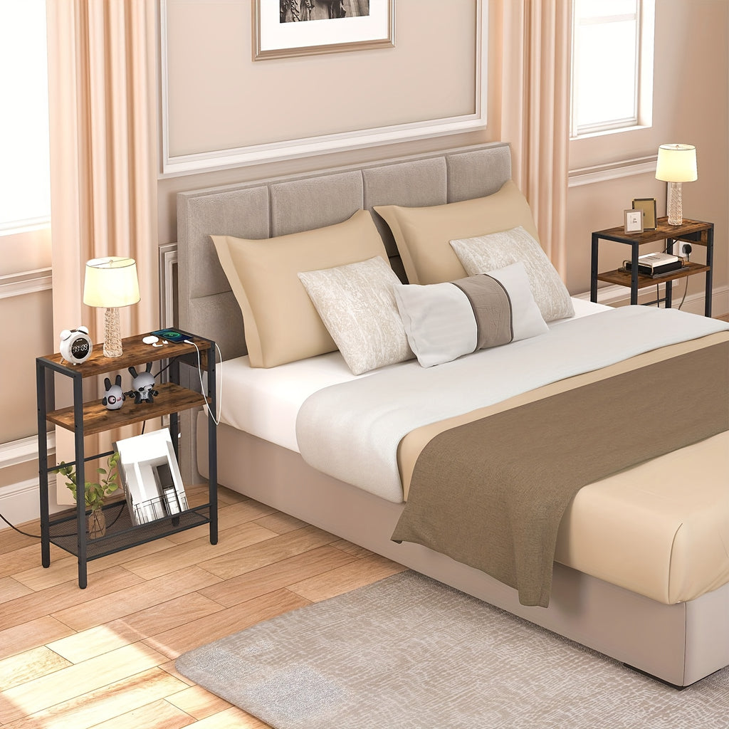 Side Table with Space-Saving, Easy Assembly, Slim Charging Station 3-Tier Narrow End - product gallery image 2