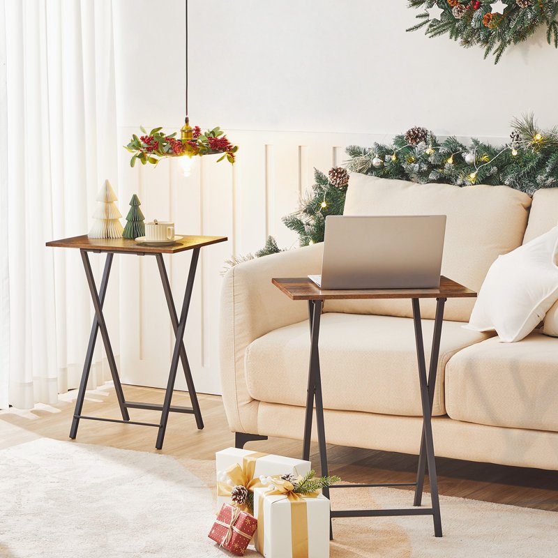 Side Table with Space-Saving, Foldable, Easy Assembly