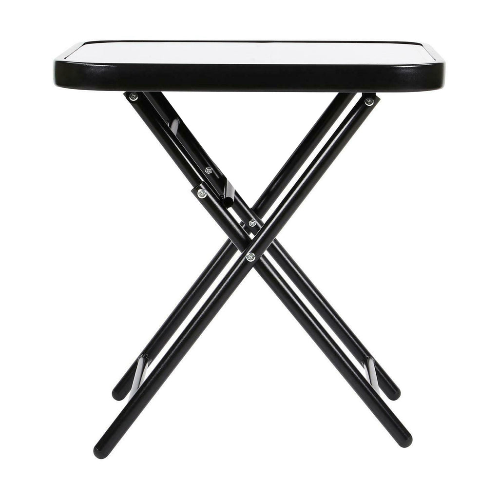 Side Table with Space-Saving, Foldable, Wood, Folding Garden Tempered Glass Top Black - product gallery image 12