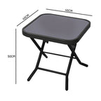 Side Table with Space-Saving, Foldable, Wood, Folding Garden Tempered Glass Top Black - product gallery image 3