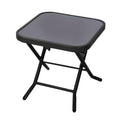 Side Table with Space-Saving, Foldable, Wood, Folding Garden Tempered Glass Top Black