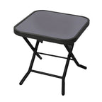 Side Table with Space-Saving, Foldable, Wood, Folding Garden Tempered Glass Top Black