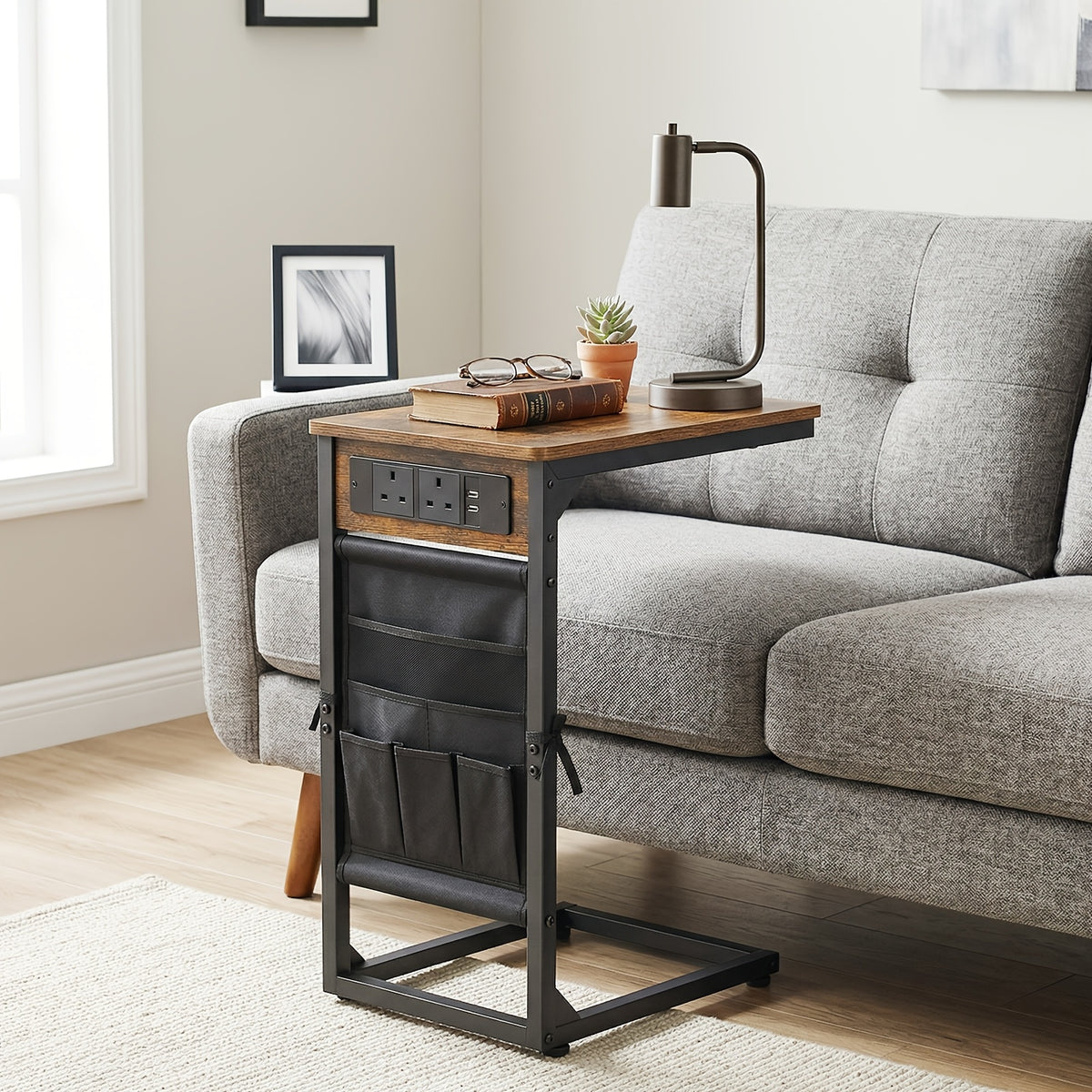 Side Table with Space-Saving, Metal, 1pc, 2pcs for living rooms