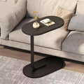 Side Table with Space-Saving, Metal, Shaped Sofa Slide Under Couch End
