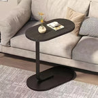 Side Table with Space-Saving, Metal, Shaped Sofa Slide Under Couch End