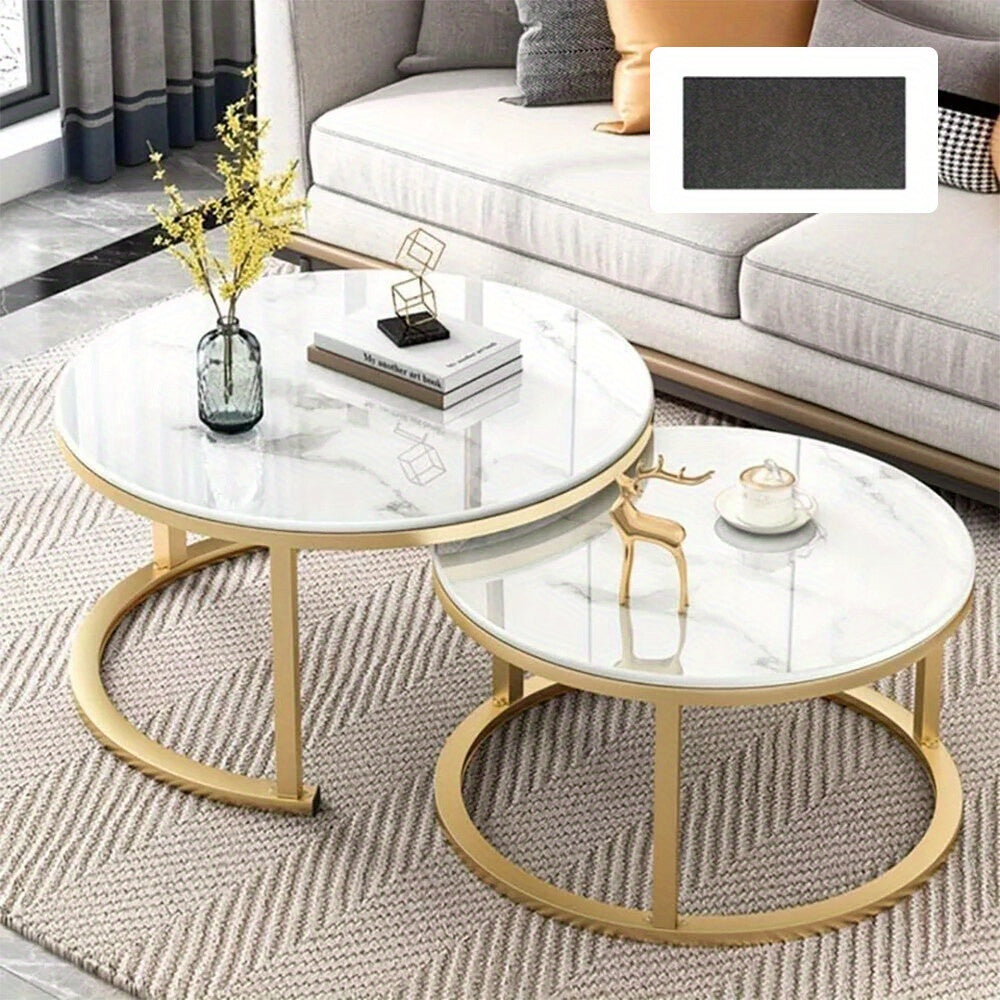 Side Table with Space-Saving, Non-Slip, Wood, Round Nesting Coffee Tables of Stackable - product gallery image 11