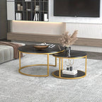 Side Table with Space-Saving, Non-Slip, Wood, Round Nesting Coffee Tables of Stackable - product gallery image 15