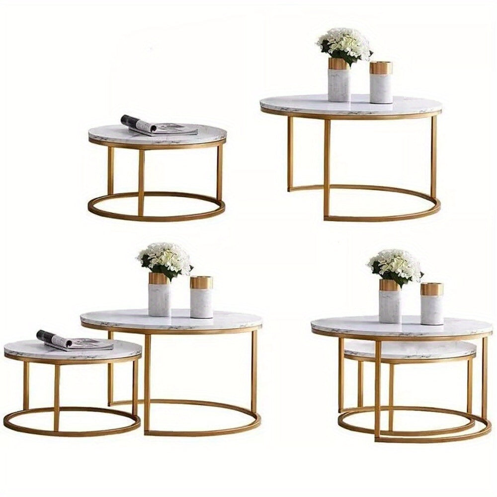 Side Table with Space-Saving, Non-Slip, Wood, Round Nesting Coffee Tables of Stackable - product gallery image 17