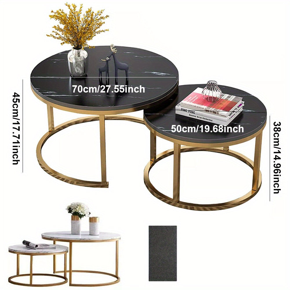 Side Table with Space-Saving, Non-Slip, Wood, Round Nesting Coffee Tables of Stackable - product gallery image 2