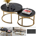Side Table with Space-Saving, Non-Slip, Wood, Round Nesting Coffee Tables of Stackable - product gallery image 3