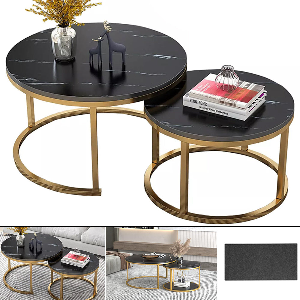 Side Table with Space-Saving, Non-Slip, Wood, Round Nesting Coffee Tables of Stackable - product gallery image 3
