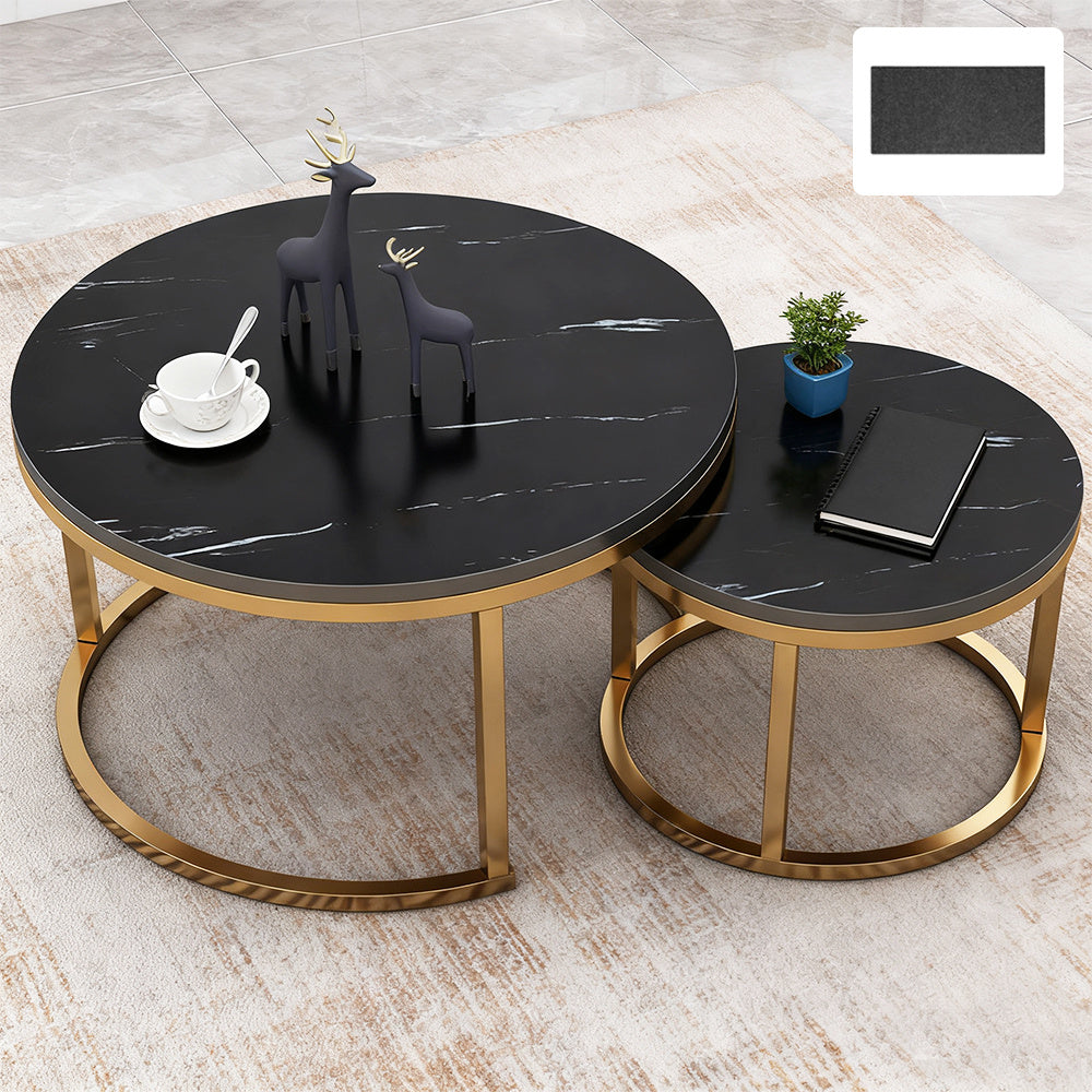 Side Table with Space-Saving, Non-Slip, Wood, Round Nesting Coffee Tables of Stackable - product gallery image 5