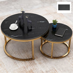 Side Table with Space-Saving, Non-Slip, Wood, Round Nesting Coffee Tables of Stackable - product gallery image 5
