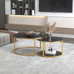 Side Table with Space-Saving, Non-Slip, Wood, Round Nesting Coffee Tables of Stackable - product gallery image 6