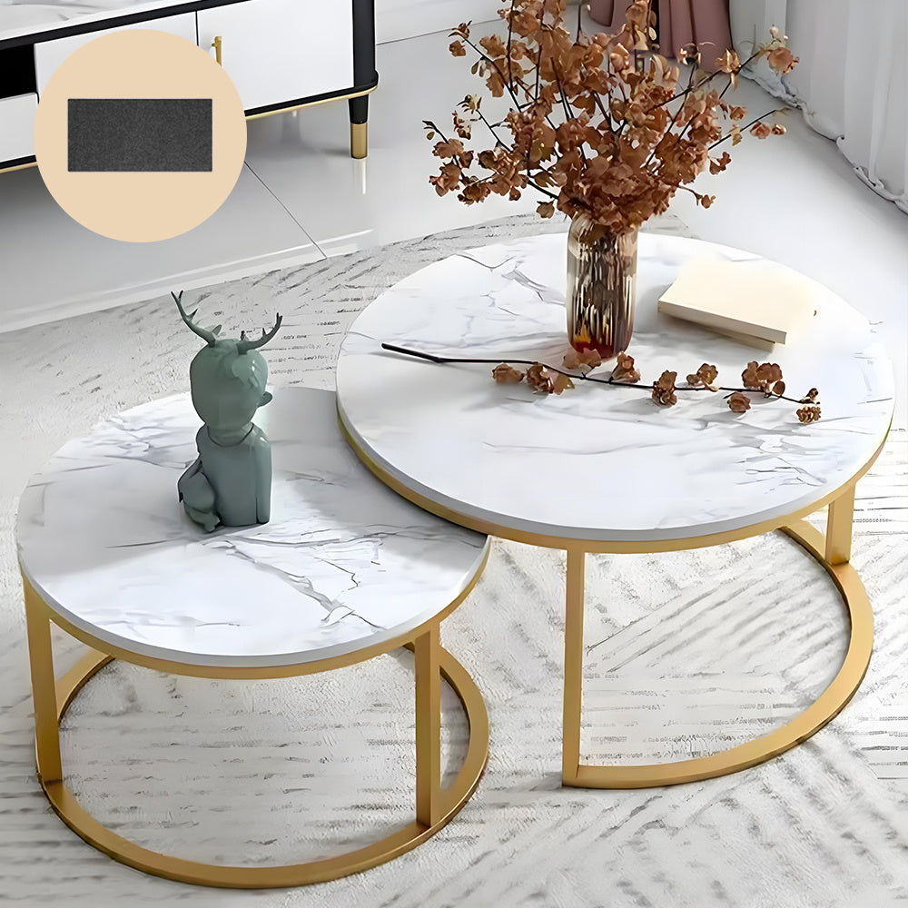 Side Table with Space-Saving, Non-Slip, Wood, Round Nesting Coffee Tables of Stackable - product gallery image 9