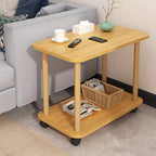 Side Table with Space-Saving, Wheels, Lockable, Wood