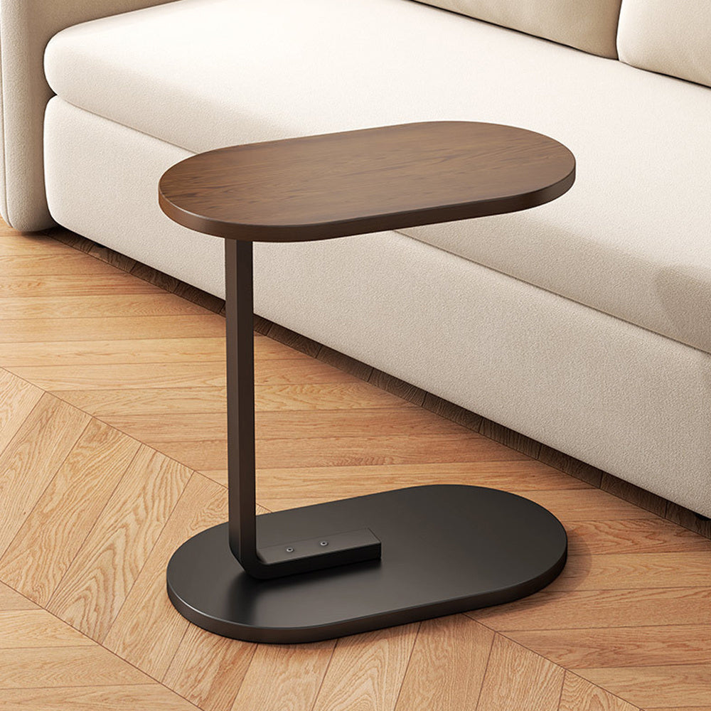 Side Table with Wood, C-Shaped Sofa Coffee 45x30x60cm Wood Iron - product gallery image 2