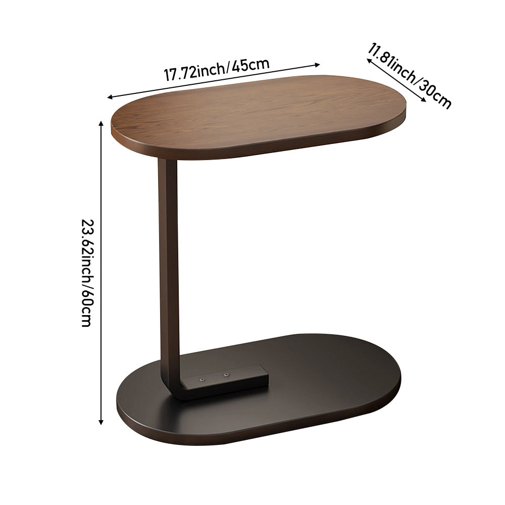 Side Table with Wood, C-Shaped Sofa Coffee 45x30x60cm Wood Iron - product gallery image 4