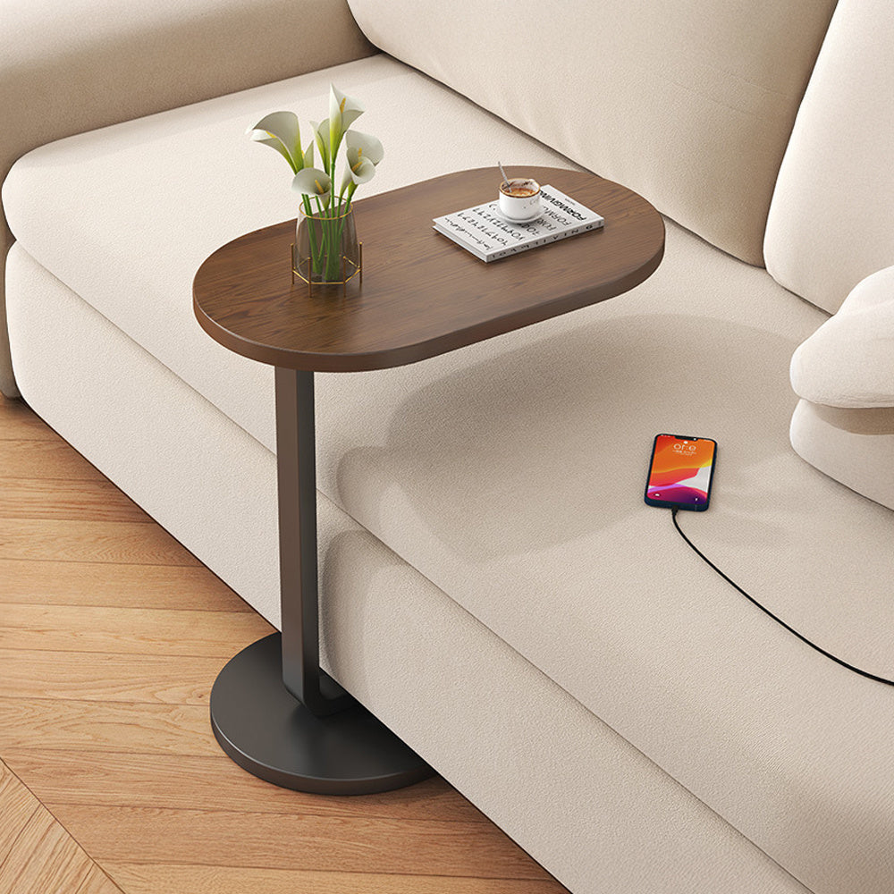 Side Table with Wood, C-Shaped Sofa Coffee 45x30x60cm Wood Iron - product gallery image 9