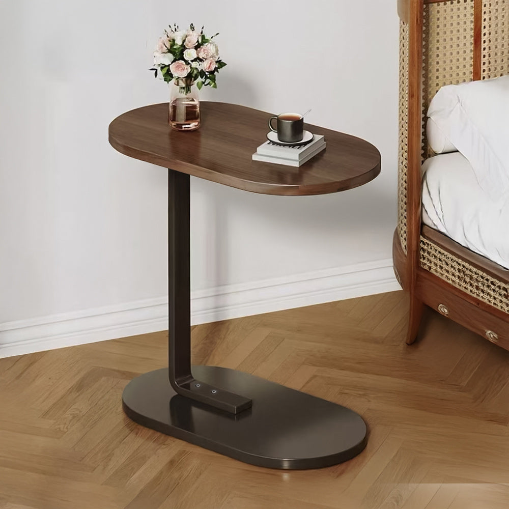 Side Table with Wood, C-Shaped Sofa Coffee 45x30x60cm Wood Iron