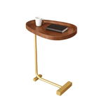 Side Table with Wood Top Gold Steel Frame C-Shaped - product gallery image 10