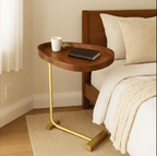 Side Table with Wood Top Gold Steel Frame C-Shaped - product gallery image 12