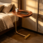 Side Table with Wood Top Gold Steel Frame C-Shaped - product gallery image 17