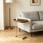 Side Table with Wood Top Gold Steel Frame C-Shaped - product gallery image 9
