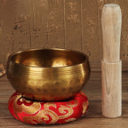 Singing Bowl with Wood, Tibetan Mallet Mat Hand-Hammered Brass 432Hz - product gallery image 2