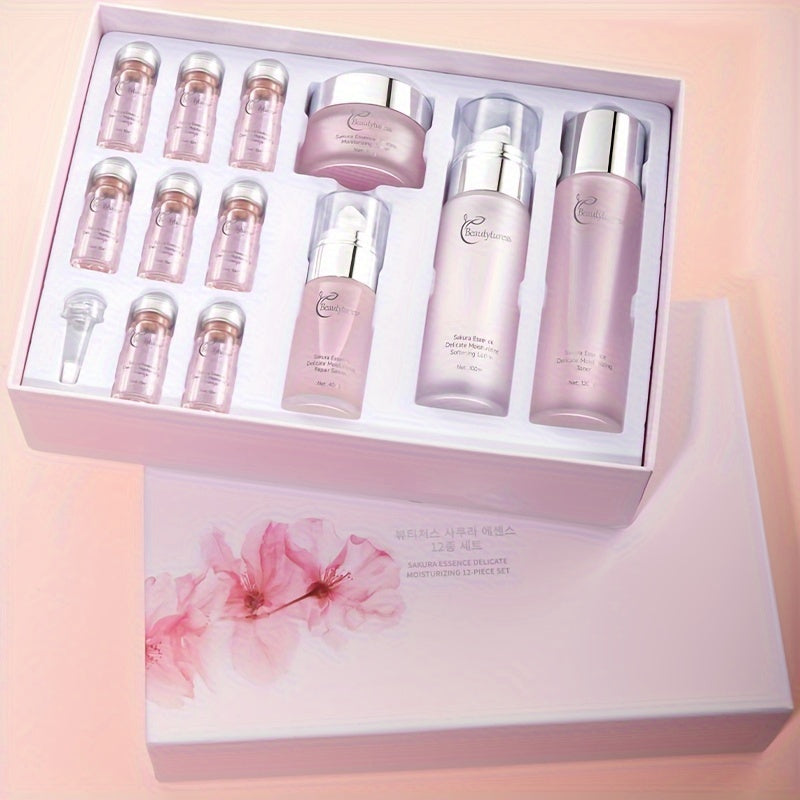 Skincare Set Women Piece Cherry Blossom Essence Facial with 12 Piece, 1 Set - 1 Set option