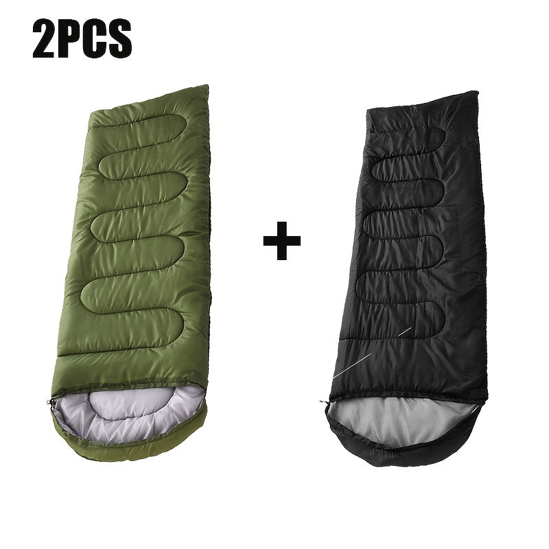 Sleeping Bag with 2 Pack, 3-Season Twin Lightweight Rectangular Zipper - Black+Green option