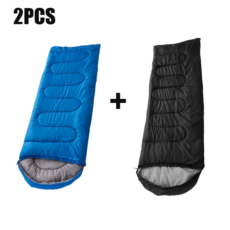 Sleeping Bag with 2 Pack, 3-Season Twin Lightweight Rectangular Zipper - Blue+Black option