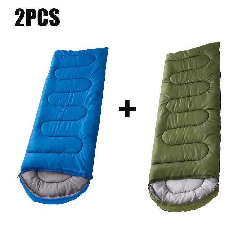 Sleeping Bag with 2 Pack, 3-Season Twin Lightweight Rectangular Zipper - Blue+Green option