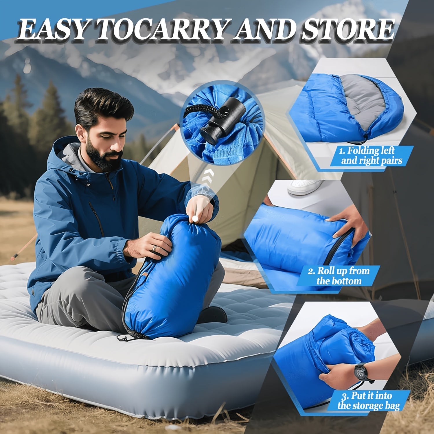 Sleeping Bag with 2 Pack, 3-Season Twin Lightweight Rectangular Zipper - product gallery image 2
